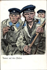 Postcard 1916  WW-I German sailors, Always on the post, whistle, Rifle, picture