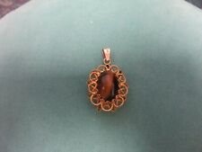 18 K Solid Gold  pendant set with Natural Tiger Eye Gemstone picture