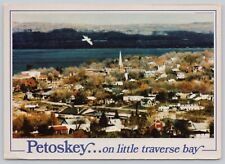 Petoskey on little traverse bay, Aerial View, Petoskey MI Michigan 4x6 Postcard picture