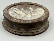 Vintage Incolay Lidded Oval Trinket Box with Pheasant Hunter on Lid picture