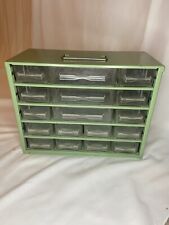 Vintage Raaco Metal  17 Drawer  Nuts/Bolts/Beads/Jewelry/Toy Organizer Green picture