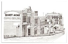 Vintage Line Drawing, Bennett Avenue/Main St, Cripple Creek, CO, Postcard picture