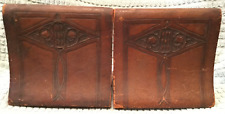 Antique Roycroft Tooled Leather Bookends Signed Pair picture