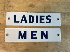 Men Ladies Set of Old and Original Porcelain Gas Station Bathroom Signs picture
