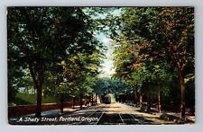Portland OR-Oregon, A Shady Street, Antique, Vintage c1909 Souvenir Postcard picture