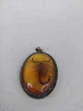RARE ANTIQUE ANCIENT EGYPTIAN Pendant Necklace Small Amber Scorpion Dead picture