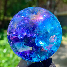 157G    Natural Titanium Rainbow Quartz sphere Crystal ball Healing picture