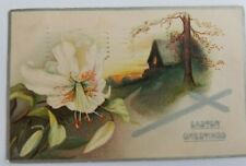 C. 1910 Easter Greetings Artistic Lily Crucifix fRaphael Tuck Postcard  A8-E picture