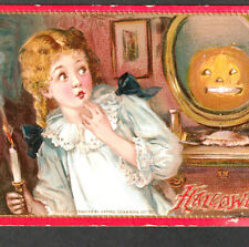 Halloween Love Ritual Nightmare JOL Goblin Tuck 174 Mirror Candle Girl PostCard picture