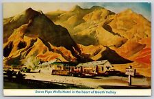 Death Valley California~Stove Pipe Wells Hotel~Sea Level Sign~1950s Postcard picture