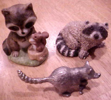 Vintage Raccoon Figurines (3) - Resin Metal HOMCO picture