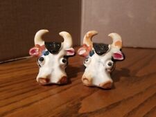 Unusual Vintage Made in Japan Cow Bull Head Salt & Pepper Shakers Funny Trippy picture