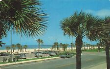 Postcard FL Clearwater White Sand Beach Old Cars 