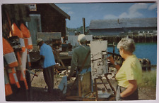 Vintage Postcard Artists Gloucester Wharf Cape Ann Massachusetts picture