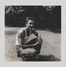 1940s Photo Of A Buff Young Man In A Sleeveless White Tee Shirt & Fancy Shoes picture