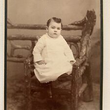 Antique Cabinet Card Studio Photograph Adorable Baby Infant Child Patchogue NY picture
