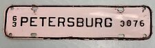 1963 Petersburg Virginia License Plate Town Tax Tag City #3876 picture