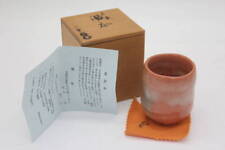 Japanese Raku-Yaki Red Raku Yunomi Tea Cup by Ippei - Handcrafted Ceramic picture