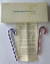 VTG  Metropolitan Museum of Art Crystal Candy Cane Ornaments (Red Blue White) picture