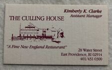 Vintage Business Card - The Culling House - East Providence, Rhode Island  picture