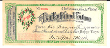 1906 CHRISTMAS BANK CHECK FACSIMILE FOR GOOD FORTUNE picture