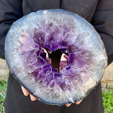 3.96LB Natural Amethyst Cave Crystal Slice Crescent shaped Hand Cut Repai picture