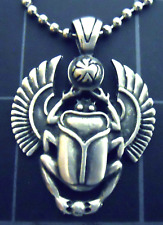 Dung Beetle Pendant Stainless Ball Chain New Winged Scarab Egyptian Necklace picture