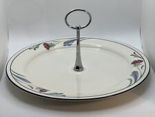 Vintage Lenox Chinastone Disc “Poppies On Blue” 10.75” Handled Serving Platter picture