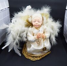 Jacqueline Kent JKC Kneeling Angel Closed Eyes Feather Wings Gold Accent 2006 picture