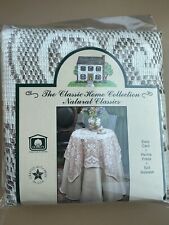 NIP Woven Ivory Taupe Sand Natural Topper Tablecloth 43” Square 100% Cotton Lace picture