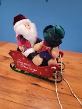 Santa Clause Riding Sleigh With Bear ~ Whimsical Home Decor 12.5