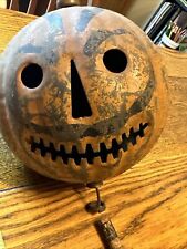 Antique Vintage Halloween Toledo Parade Lantern Tin Pumpkin & Original Pole picture