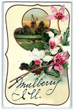 c1910's Flowers River Water Wheel Mulberry Illinois IL Correspondence Postcard picture