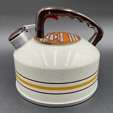 Vintage West Bend Whistling Tea Kettle 2-1/2 Qt Striped Speckled Triq USA NEW picture