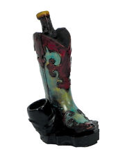 Cowgirl Boot Handmade Tobacco Smoking Hand Pipe Western Country Texas Rodeo Blue picture