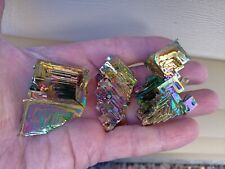 Lot of 3 Rainbow Bismuth Crystal Clusters 238g 8.4oz picture