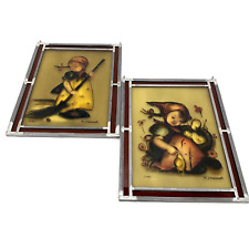 Vintage MJ Hummel Stained Glass Panels ARS #1990/2500 + #1608/2500 8.25