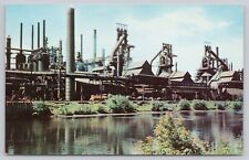 Bethlehem Pennsylvania, Bethlehem Steel Plant Blast Furnaces, Vintage Postcard picture