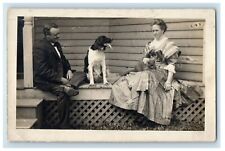 c1910's Johnson Family Cat Dog Manchester St. Morris Hill IN RPPC Photo Postcard picture