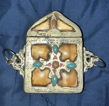 Vintage Moroccan Berber Hinge Metal Quran Box Holder 4 Inches picture