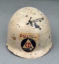 Vintage Civil Defense Auxiliary Police Helmet White Cap Obsolete Capac Liner picture