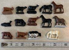 Vintage Plastic Toy Standing Cattle/Horses Mini Miniature Farm Animals Lot Of 14 picture