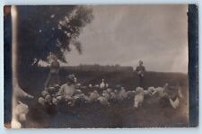 c1910's Postcard RPPC Photo Women Feeding Turkeys Scene Field Unposted Antique picture