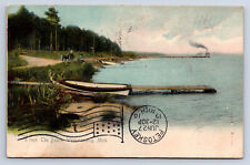 Vintage Postcard Wequetonsing MI The Beach Boat Dock Petoskey 1910 M4 picture