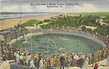 Vintage Florida Linen Postcard Marineland Top Deck Marine Studios Feeding Time picture