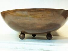MCM Vintage Woodcroftery Wood Salad Mixing Serving Bowl Footed Dark Walnut Stain picture