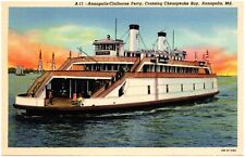 C.1940 Annapolis, MD  Claiborne Ferry John M Dennis  Steam Ship Postcard 4-33 picture