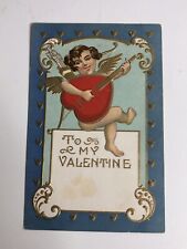 ANTIQUE EMBOSSED VALENTINE Postcard  Divided Back Unposted Creepy Cupid picture
