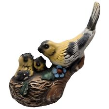 Yellow Oriole Gold Finch Bird and Nest Cement Sculpture Yard Folk Art Vintage St picture