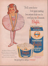 1960 Foremost Profile Vintage Print Ad Non Fat Milk & Cottage Cheese - Ballerina picture